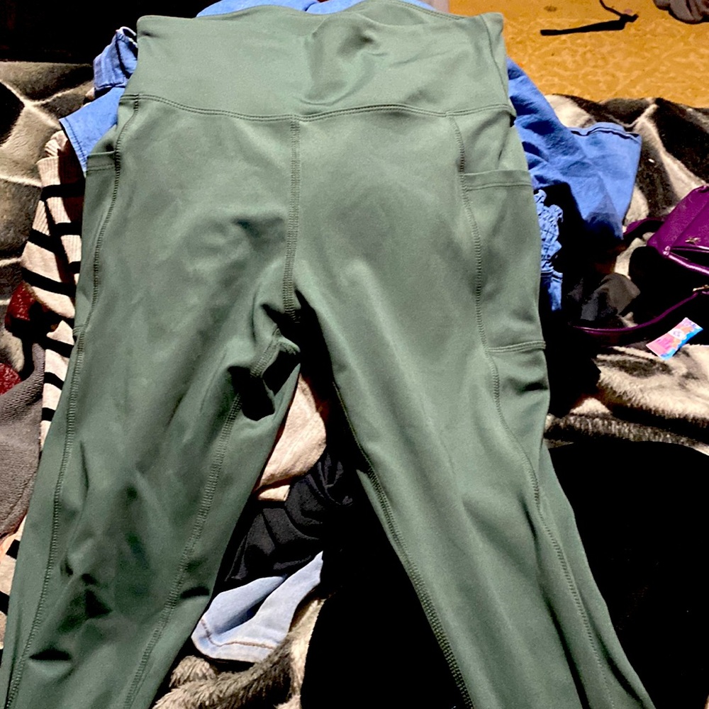 Green athletic pants